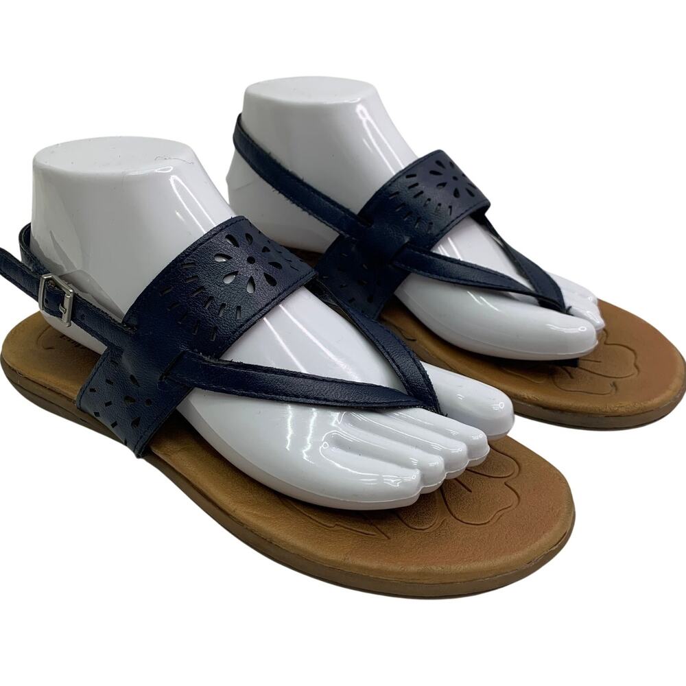 B.O.C. Shola Round Toe Sandals Slingback Blue Leather Shoes Womens Sz 8